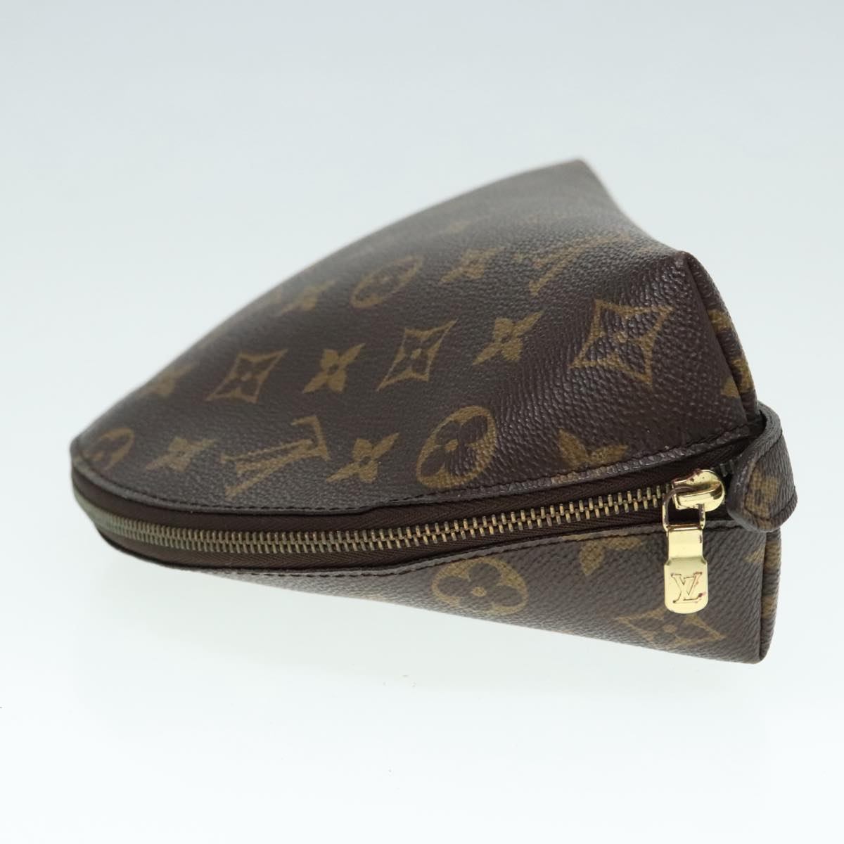 LOUIS VUITTON Monogram Trousse Demi Ronde Cosmetic Pouch M47520 LV Auth 89924