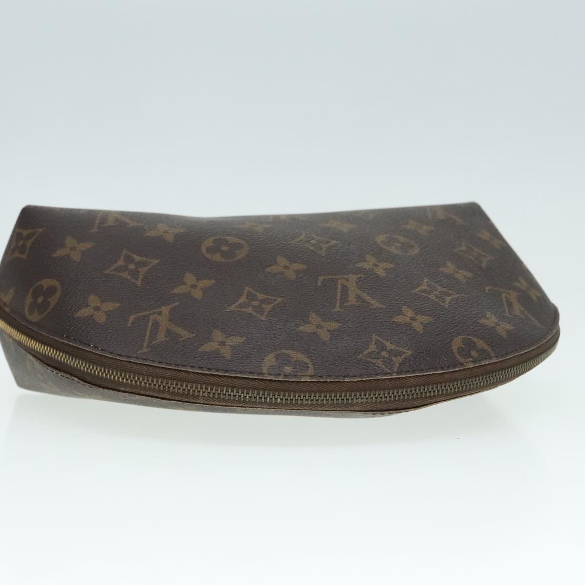 LOUIS VUITTON Monogram Trousse Demi Ronde Cosmetic Pouch M47520 LV Auth 89925