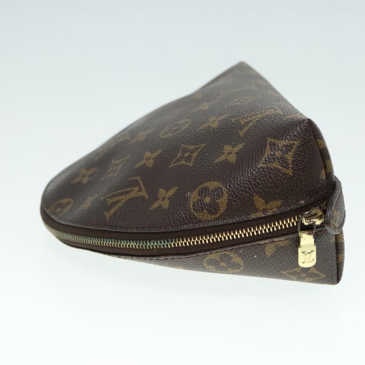 LOUIS VUITTON Monogram Trousse Demi Ronde Cosmetic Pouch M47520 LV Auth 89926