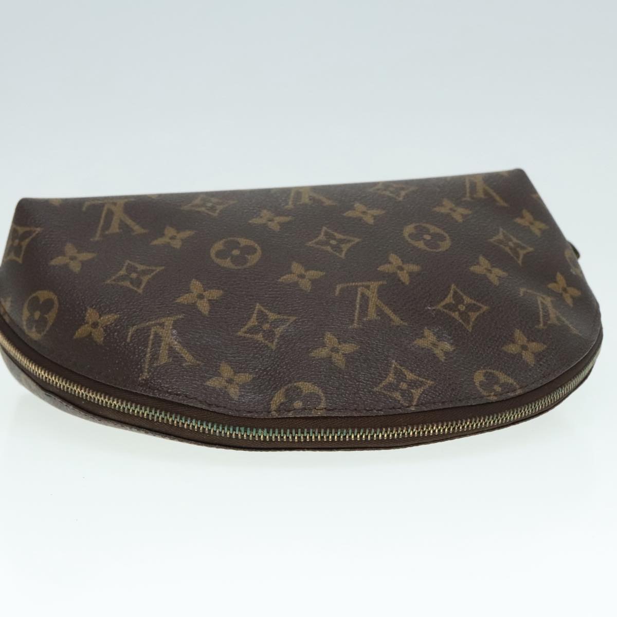 LOUIS VUITTON Monogram Trousse Demi Ronde Cosmetic Pouch M47520 LV Auth 89926