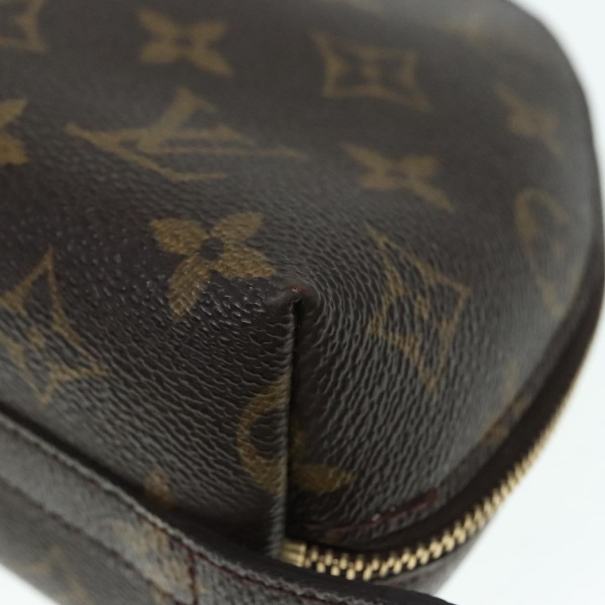 LOUIS VUITTON Monogram Trousse Demi Ronde Cosmetic Pouch M47520 LV Auth 89926