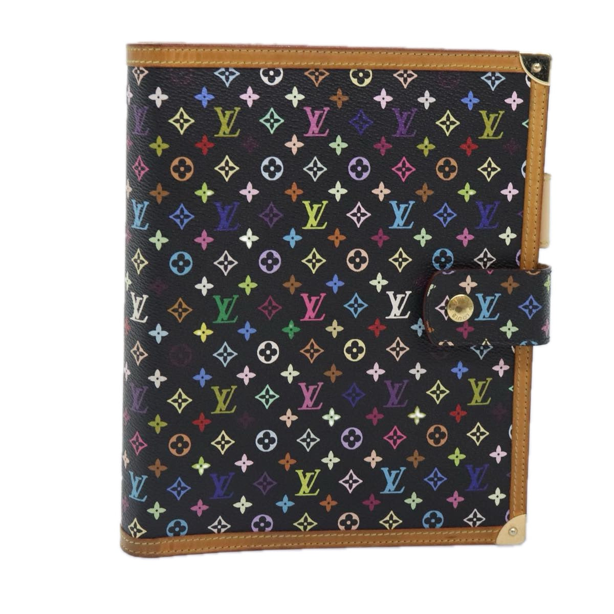 LOUIS VUITTON Multicolor Agenda GM Day Planner Cover Black R20893 LV Auth 89931AV