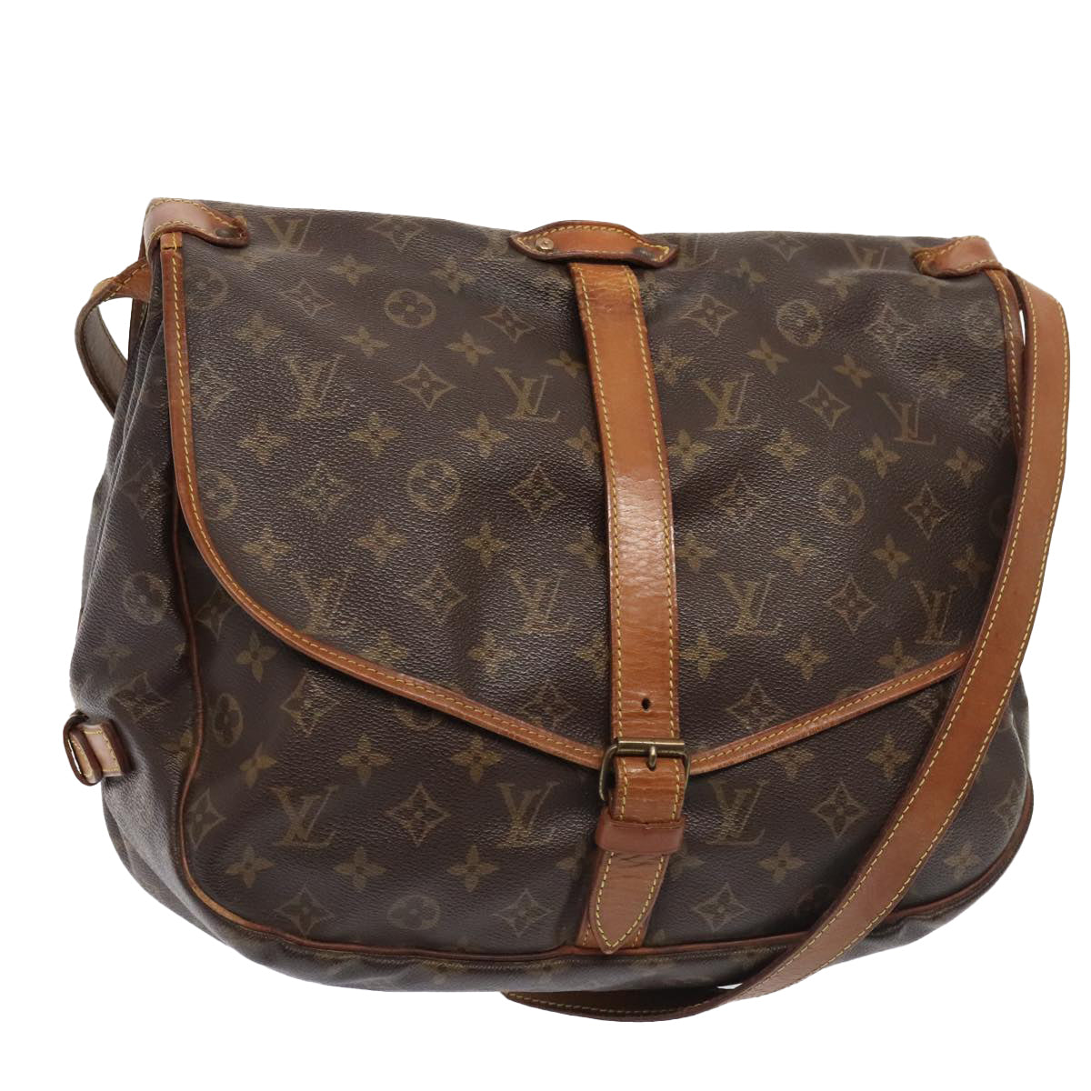 LOUIS VUITTON Monogram Saumur 35 Shoulder Bag M42254 LV Auth 89975