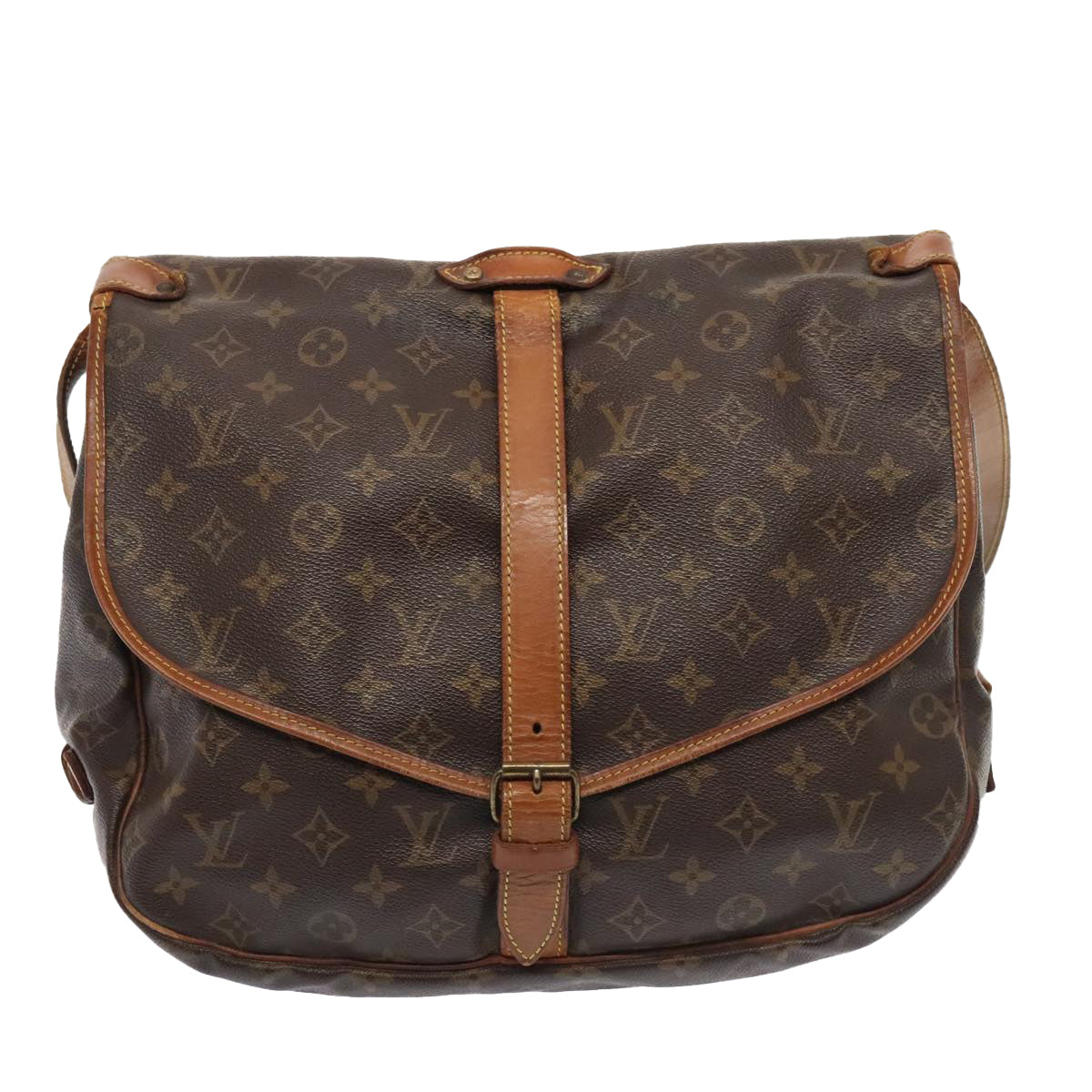 LOUIS VUITTON Monogram Saumur 35 Shoulder Bag M42254 LV Auth 89975