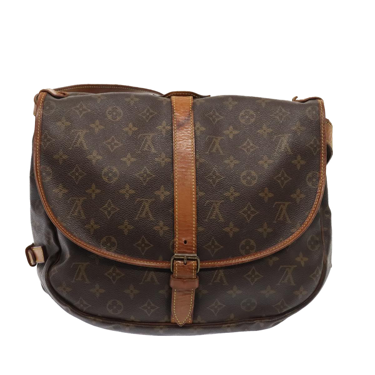 LOUIS VUITTON Monogram Saumur 35 Shoulder Bag M42254 LV Auth 89975