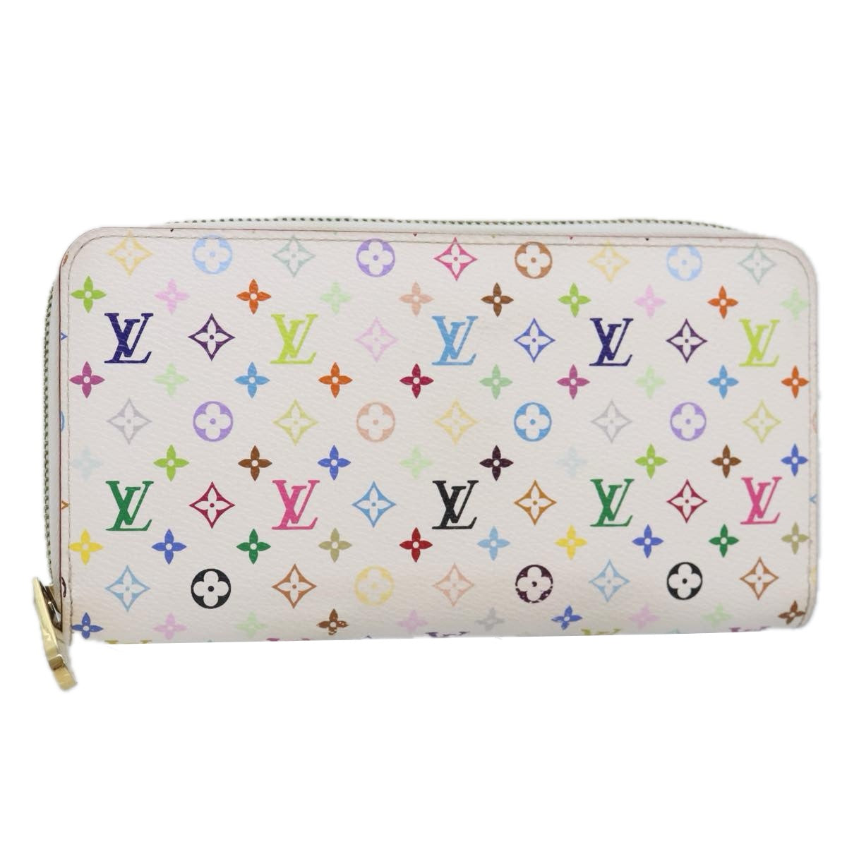 LOUIS VUITTON Monogram Multicolor Zippy Wallet White M60241 LV Auth 90036