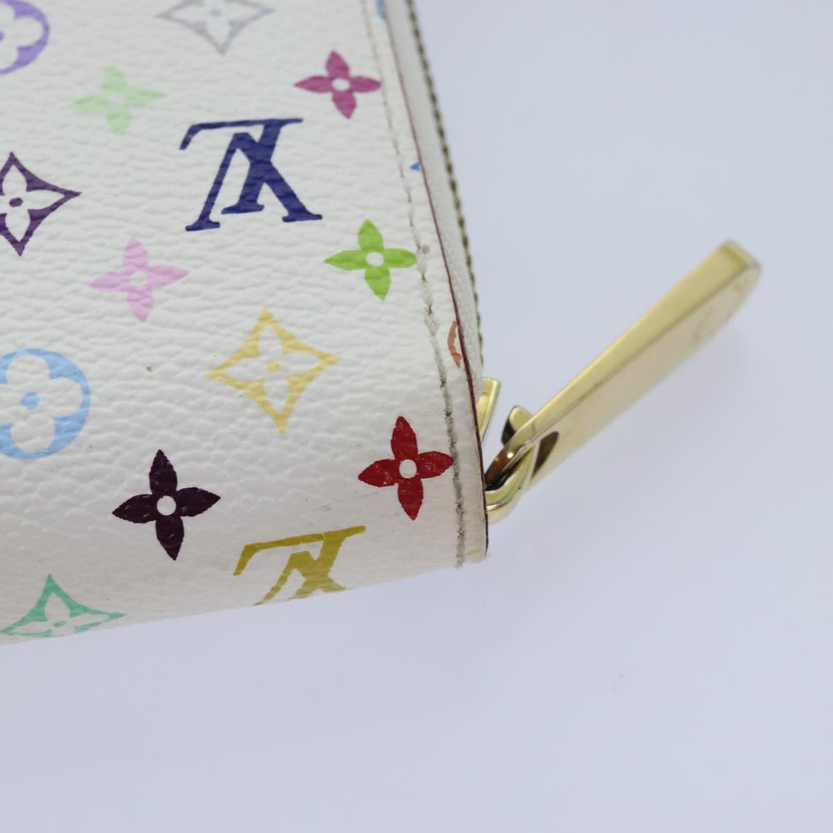 LOUIS VUITTON Monogram Multicolor Zippy Wallet White M60241 LV Auth 90036