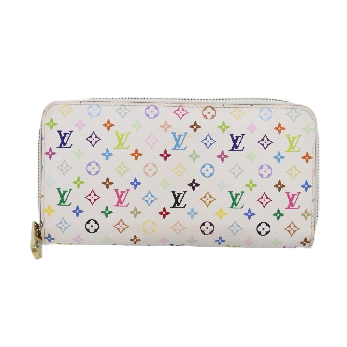 LOUIS VUITTON Monogram Multicolor Zippy Wallet White M60241 LV Auth 90036