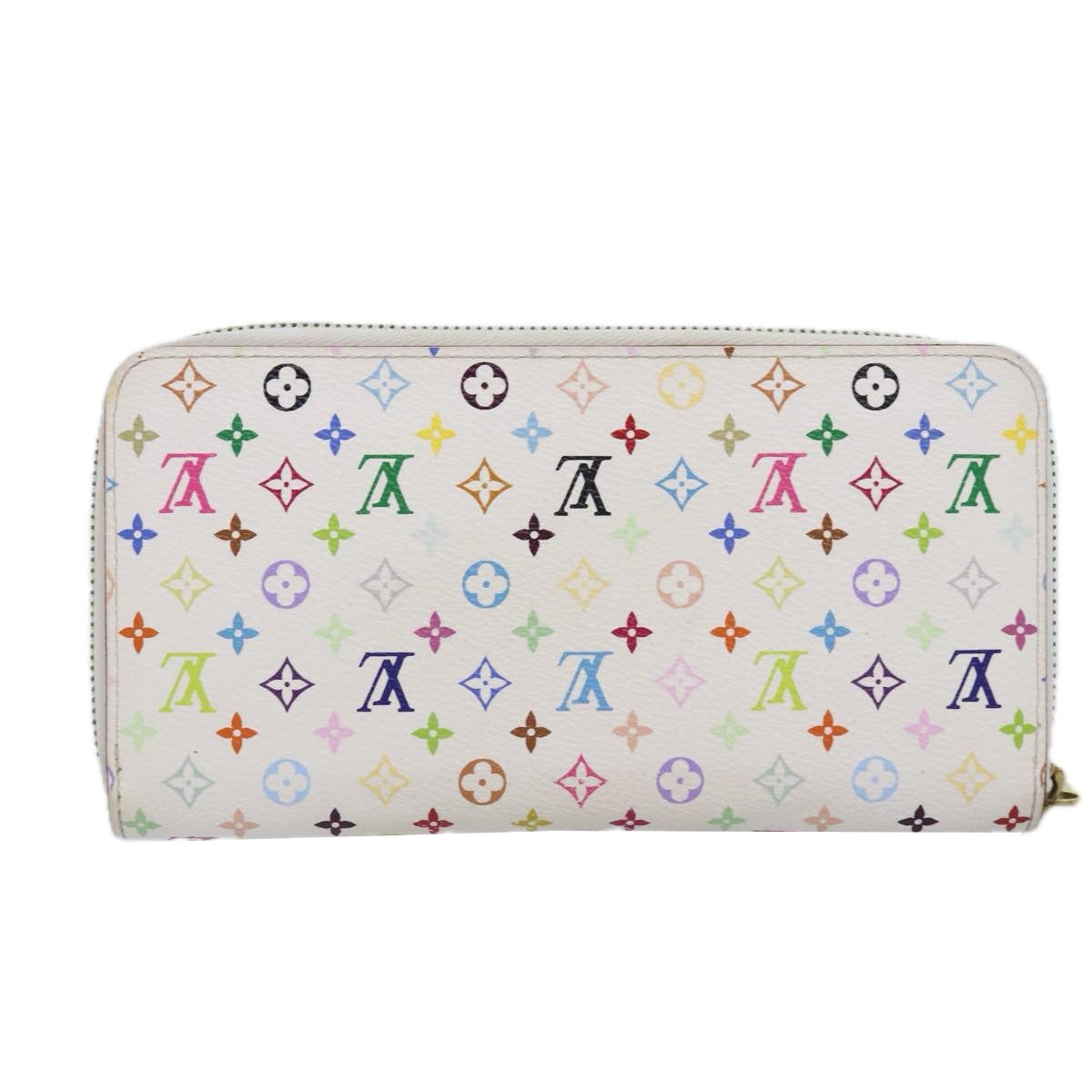 LOUIS VUITTON Monogram Multicolor Zippy Wallet White M60241 LV Auth 90036