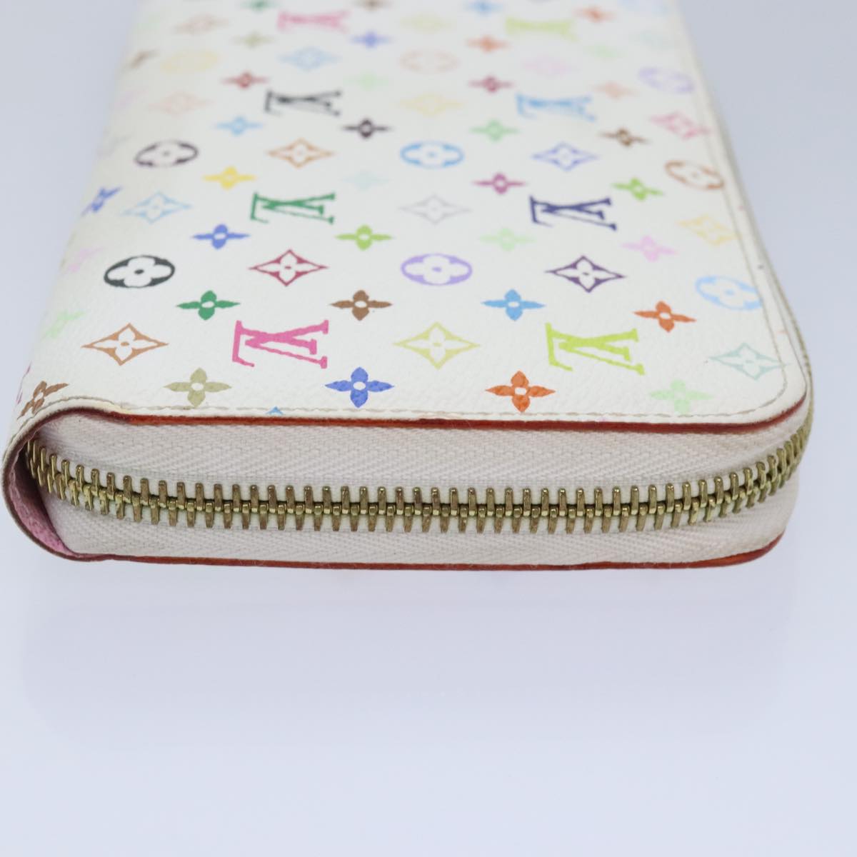 LOUIS VUITTON Monogram Multicolor Zippy Wallet White M60241 LV Auth 90036