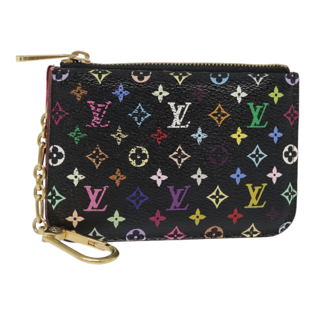 LOUIS VUITTON Monogram Multicolor Pochette Cles NM Purse Black M93735 Auth 90038