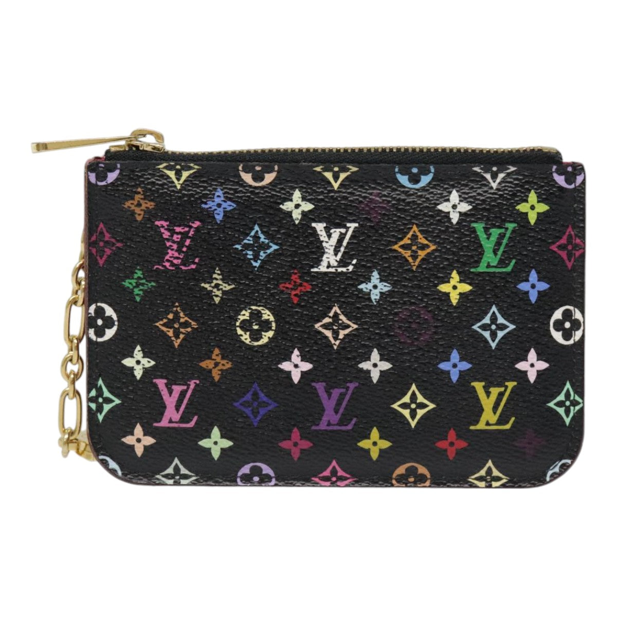 LOUIS VUITTON Monogram Multicolor Pochette Cles NM Purse Black M93735 Auth 90038