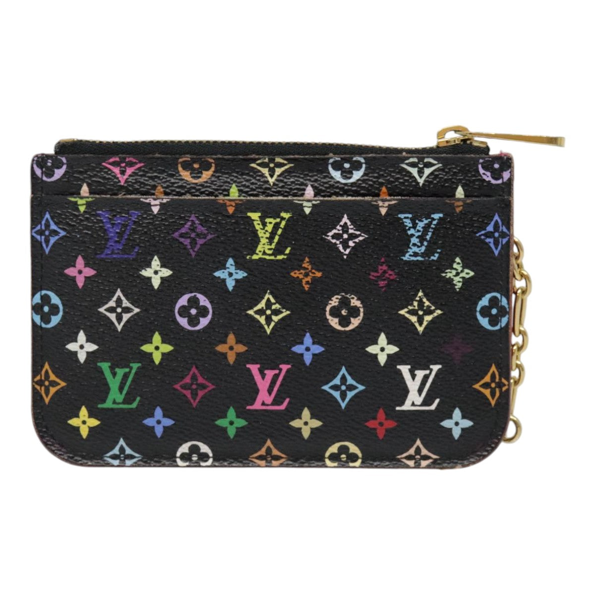 LOUIS VUITTON Monogram Multicolor Pochette Cles NM Purse Black M93735 Auth 90038