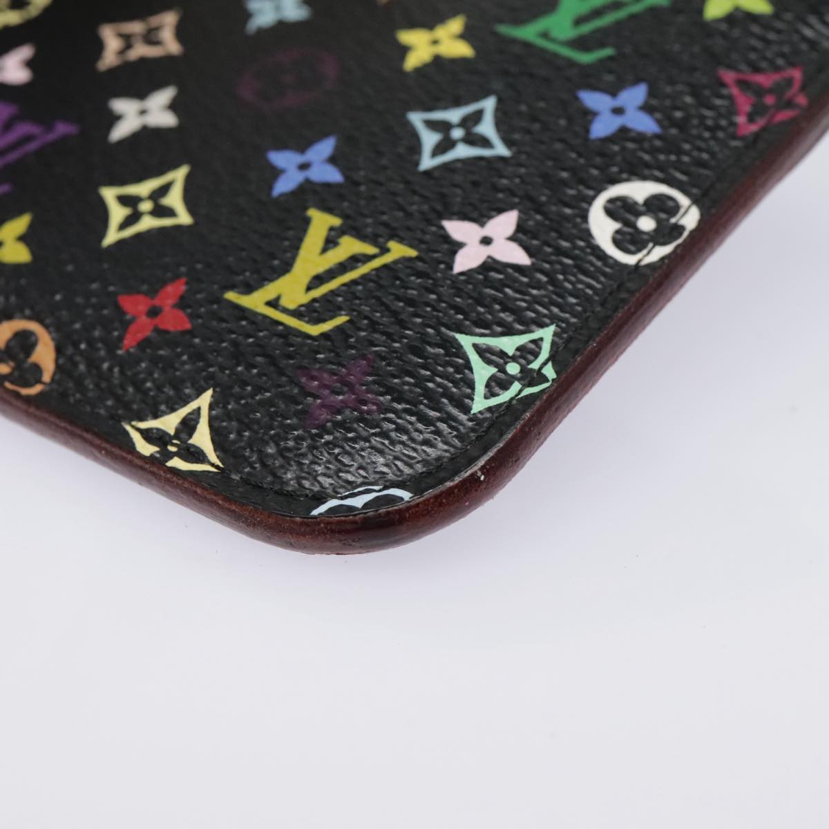 LOUIS VUITTON Monogram Multicolor Pochette Cles NM Purse Black M93735 Auth 90038