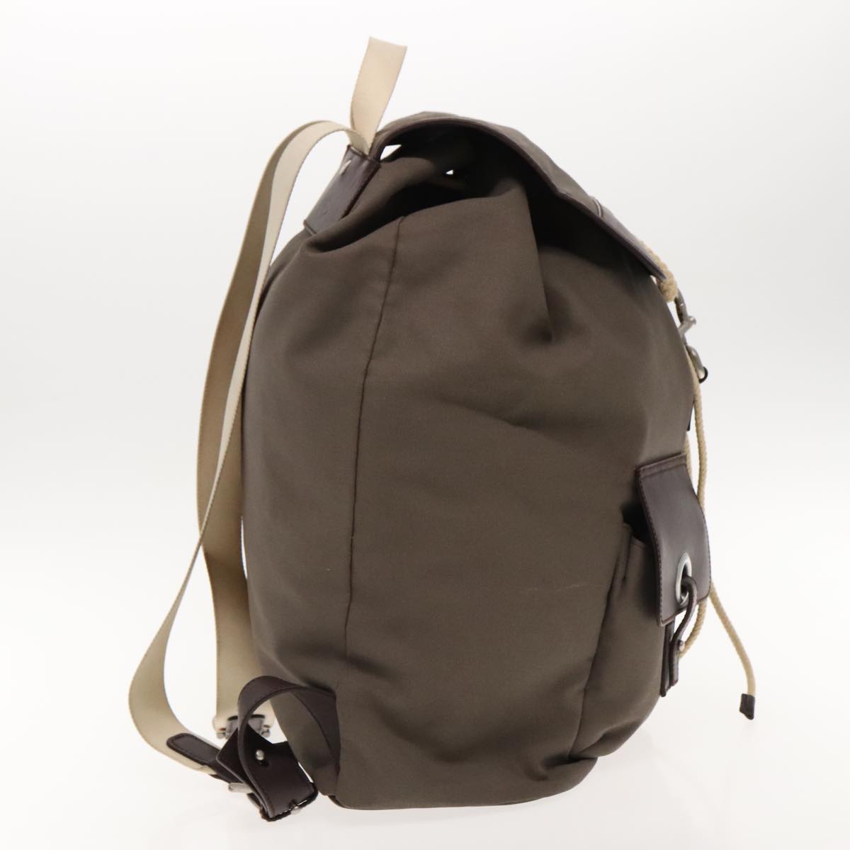 Salvatore Ferragamo Backpack Canvas Brown Silver Auth 90047