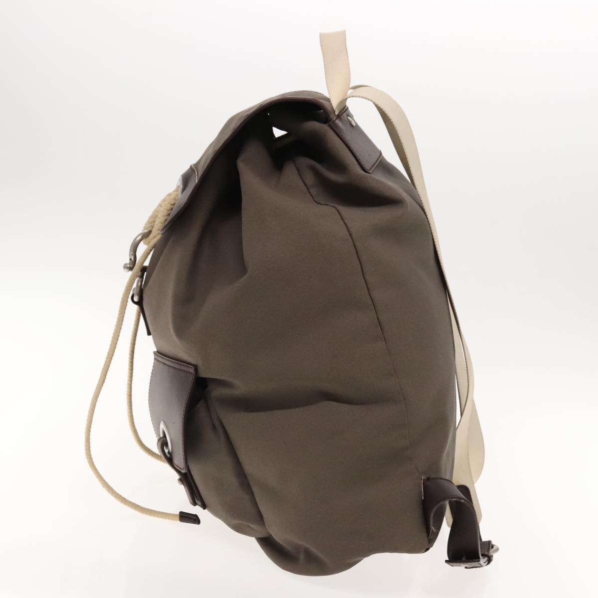 Salvatore Ferragamo Backpack Canvas Brown Silver Auth 90047