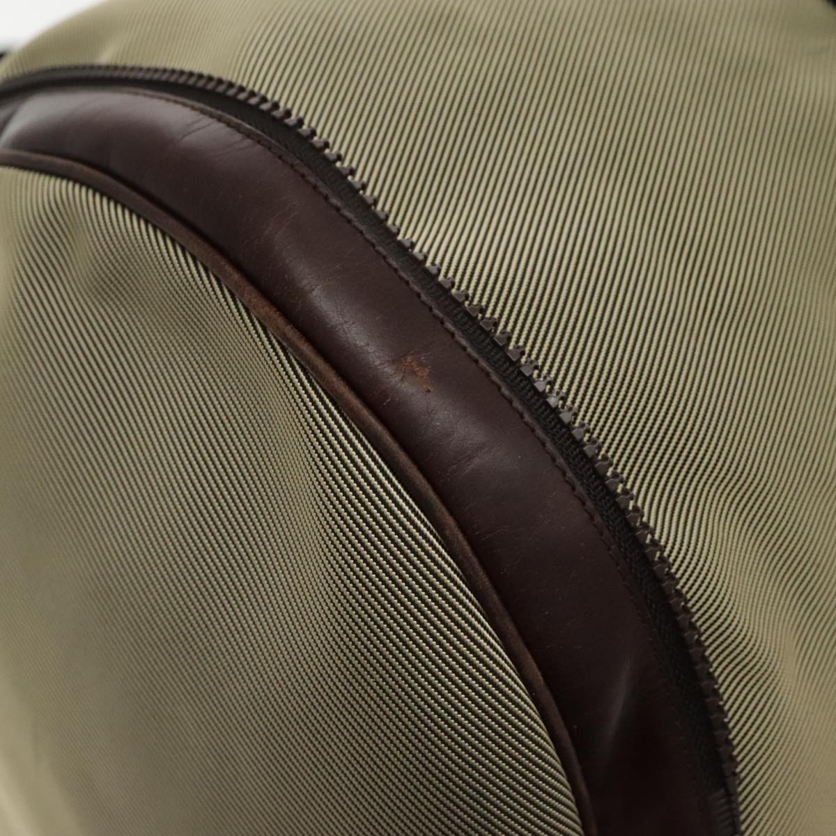 Salvatore Ferragamo Boston Bag Canvas Beige Silver Auth 90049