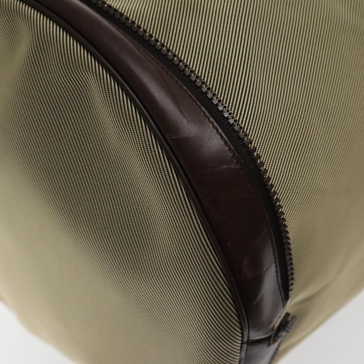 Salvatore Ferragamo Boston Bag Canvas Beige Silver Auth 90049