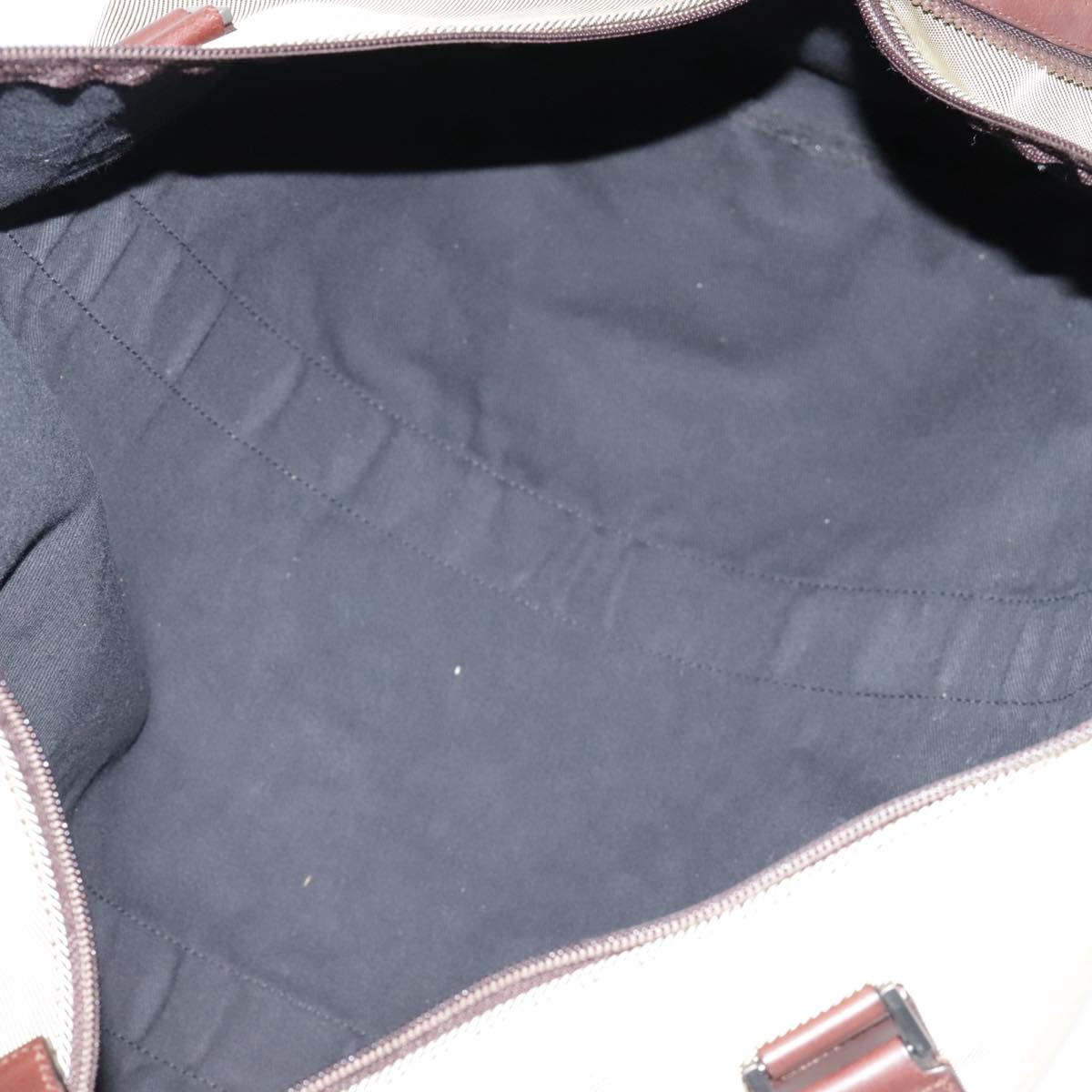 Salvatore Ferragamo Boston Bag Canvas Beige Silver Auth 90049