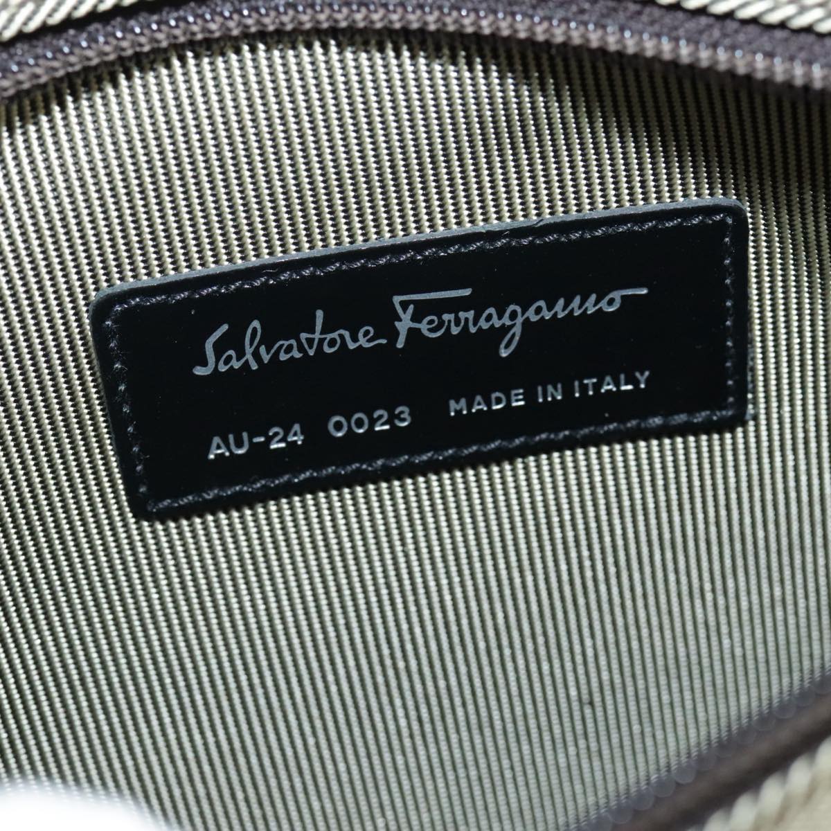 Salvatore Ferragamo Boston Bag Canvas Beige Silver Auth 90049