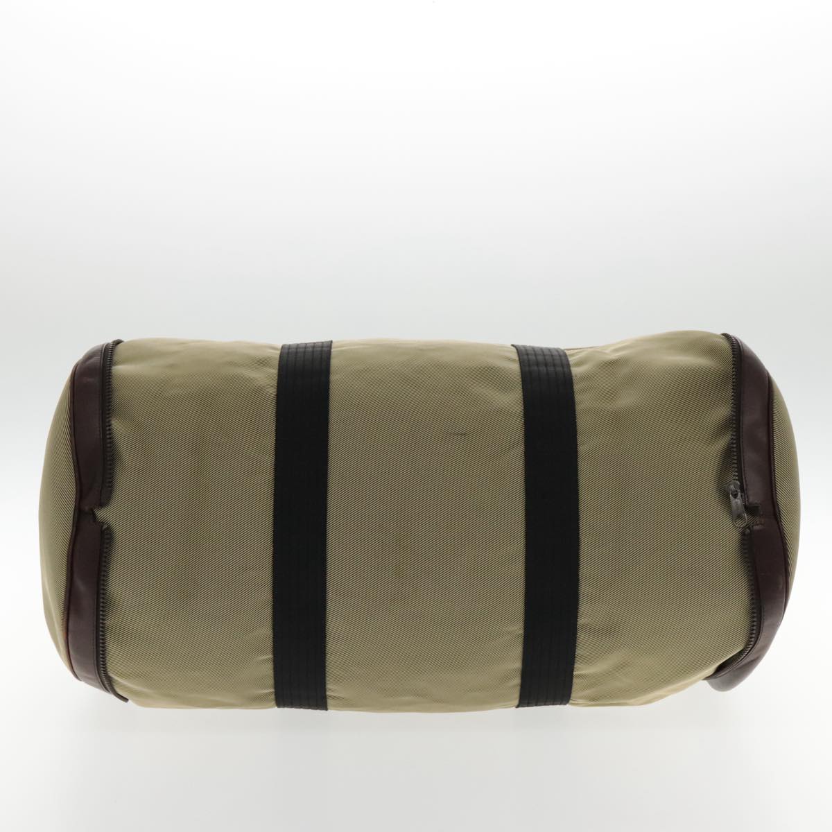 Salvatore Ferragamo Boston Bag Canvas Beige Silver Auth 90049