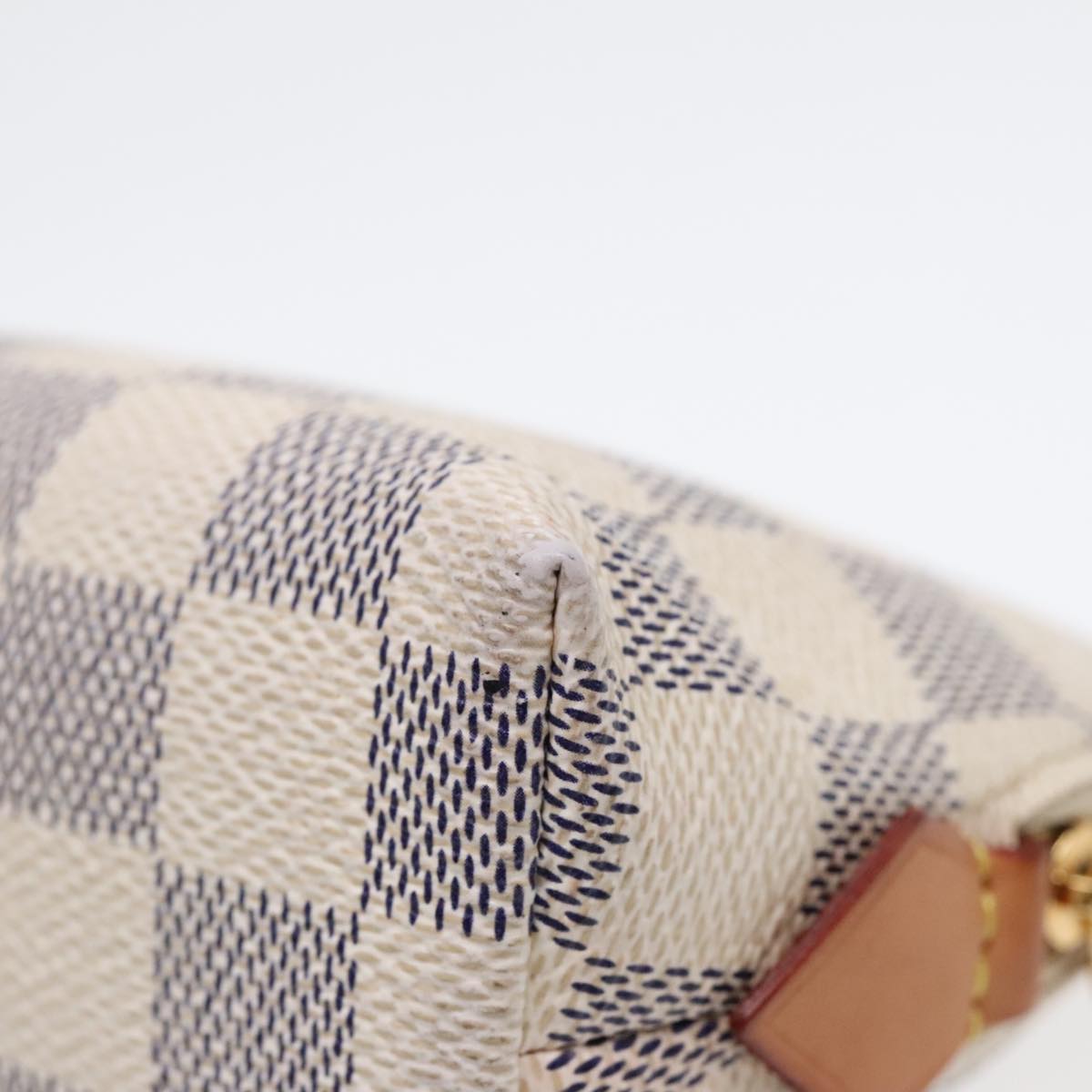 LOUIS VUITTON Damier Azur Pochette Cosmetic PM Pouch N60024 LV Auth 90075