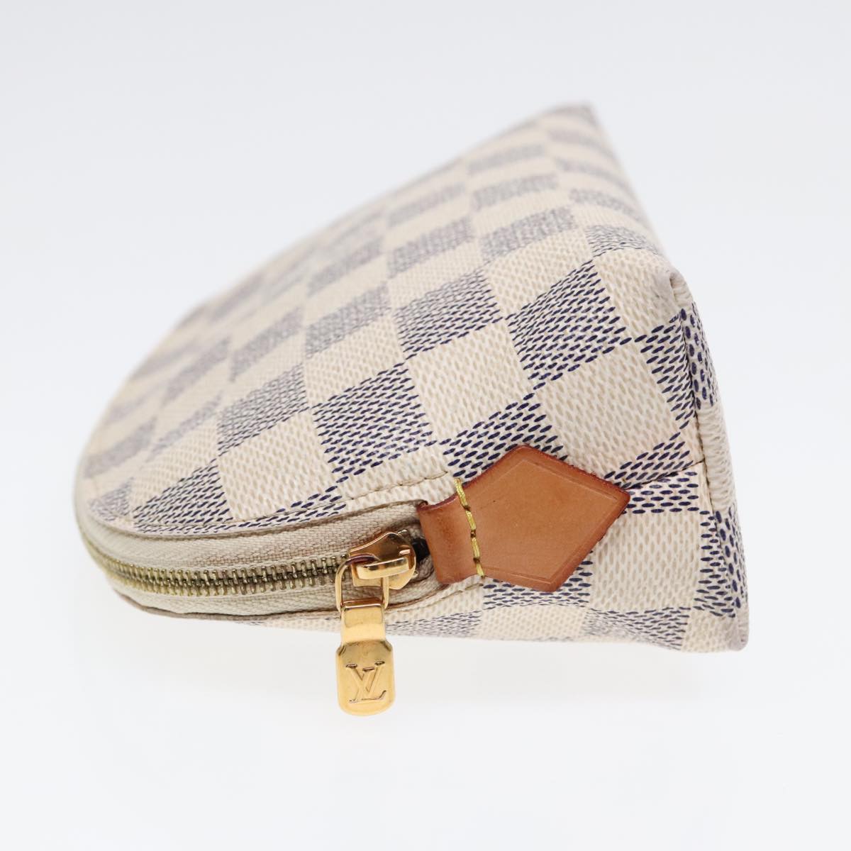 LOUIS VUITTON Damier Azur Pochette Cosmetic PM Pouch N60024 LV Auth 90075