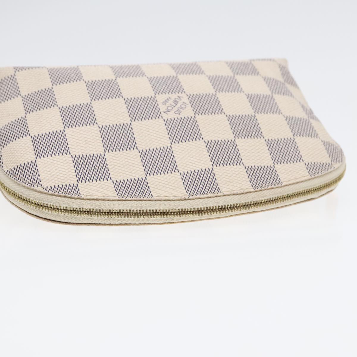 LOUIS VUITTON Damier Azur Pochette Cosmetic PM Pouch N60024 LV Auth 90075