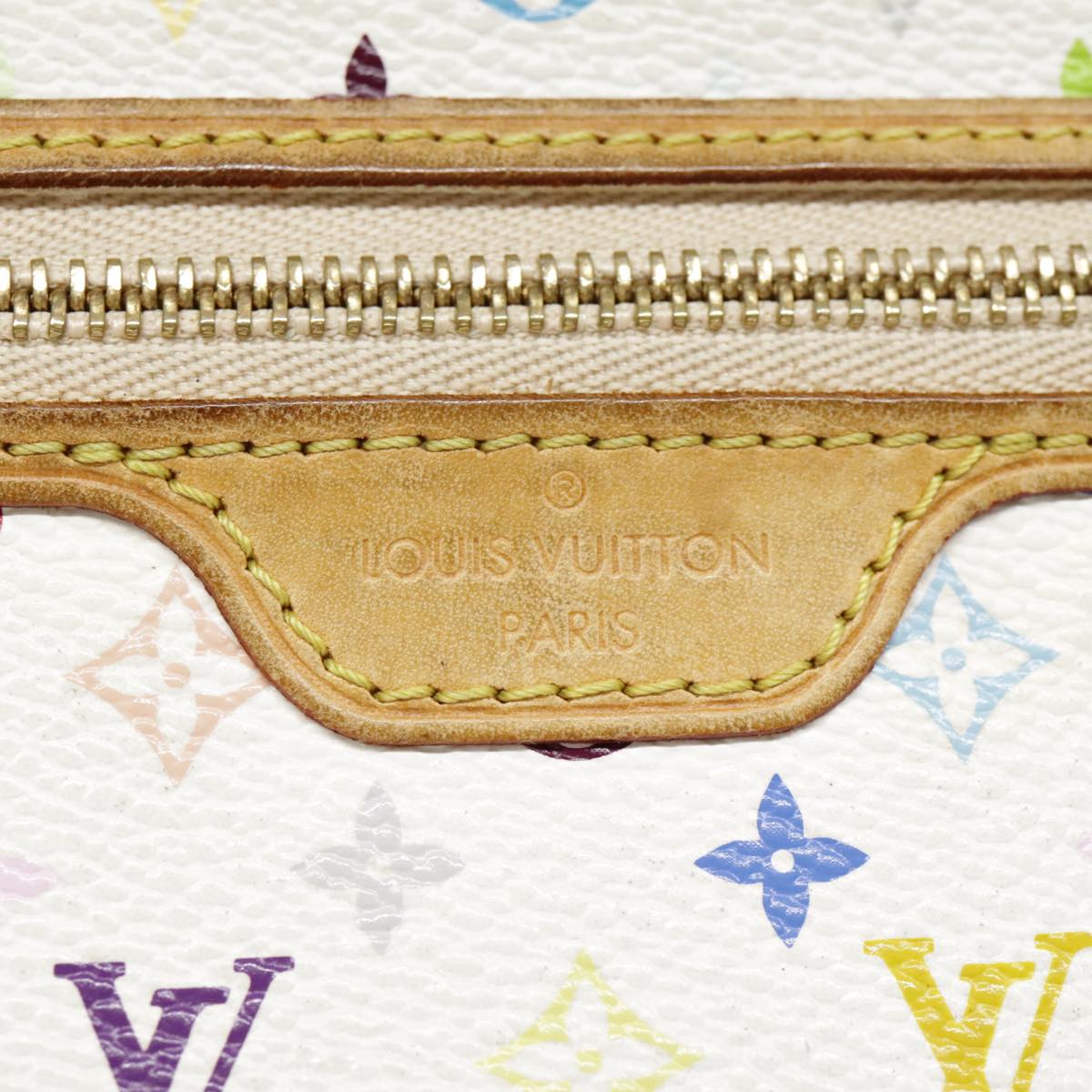 LOUIS VUITTON Monogram Multicolor Pochette MM Pouch White M60028 LV Auth 90087