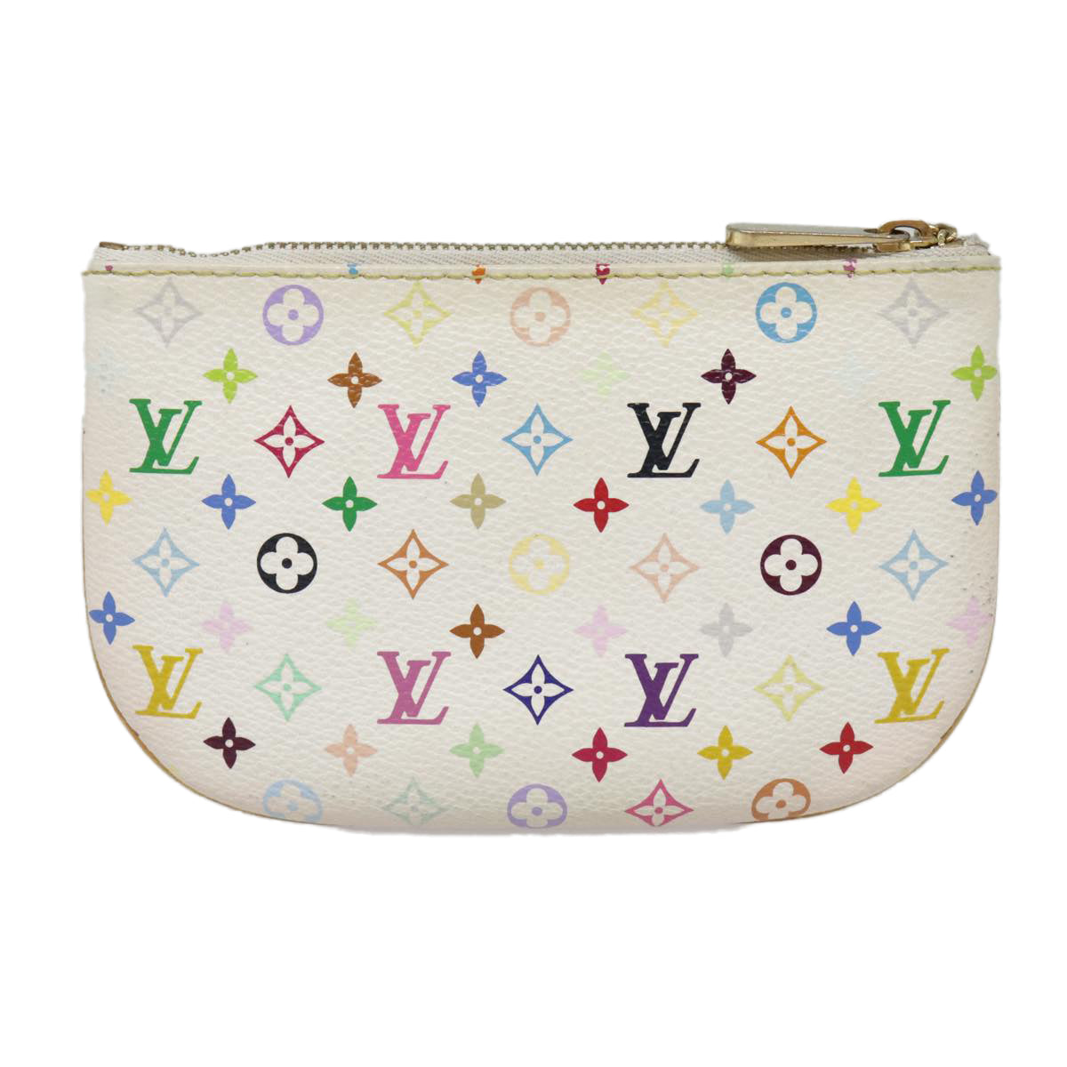 LOUIS VUITTON Monogram Multicolor Pochette MM Pouch White M60028 LV Auth 90087