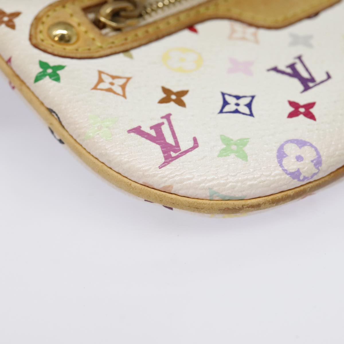 LOUIS VUITTON Monogram Multicolor Pochette MM Pouch White M60028 LV Auth 90087