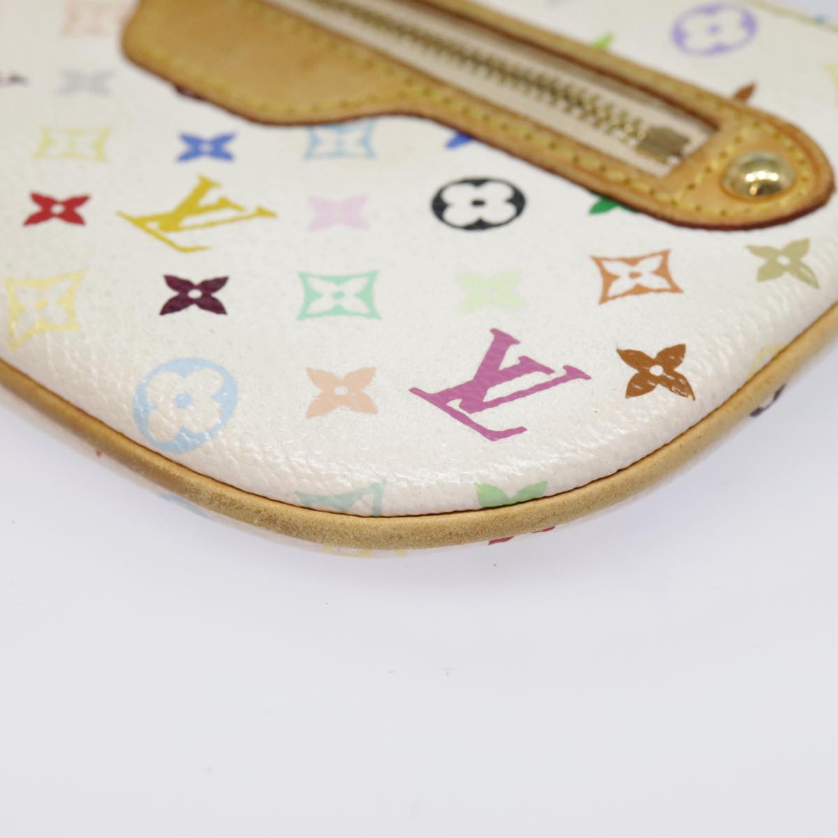 LOUIS VUITTON Monogram Multicolor Pochette MM Pouch White M60028 LV Auth 90087