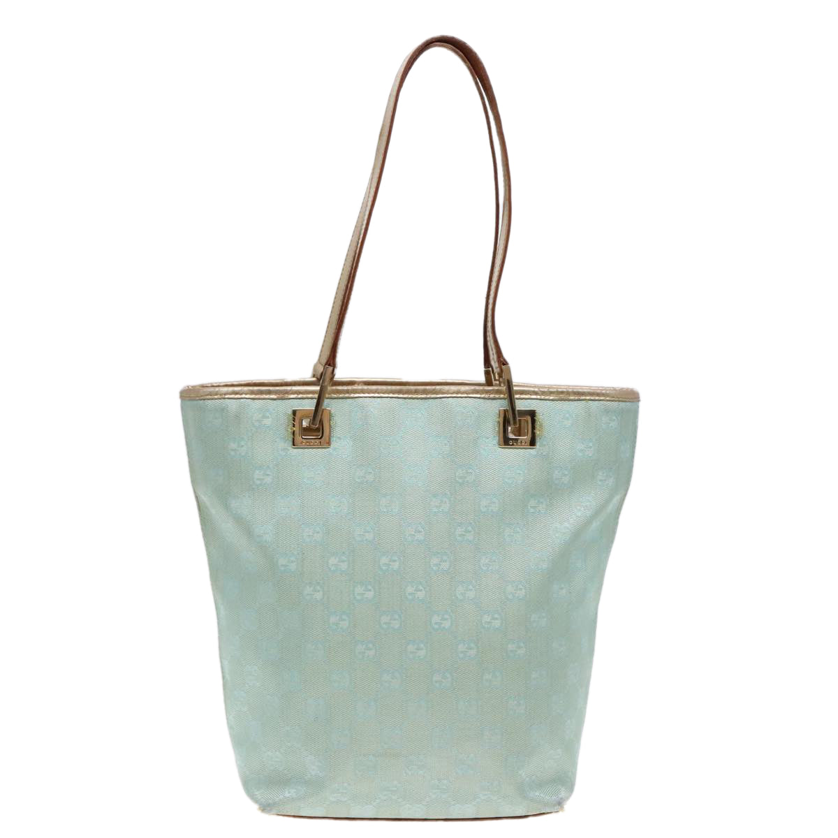 GUCCI GG Canvas Tote Bag Light Blue Gold 002 1099 Auth 90172