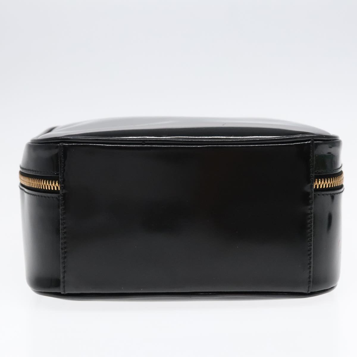 GUCCI Hand Bag Leather 2way Black Gold Auth 90184