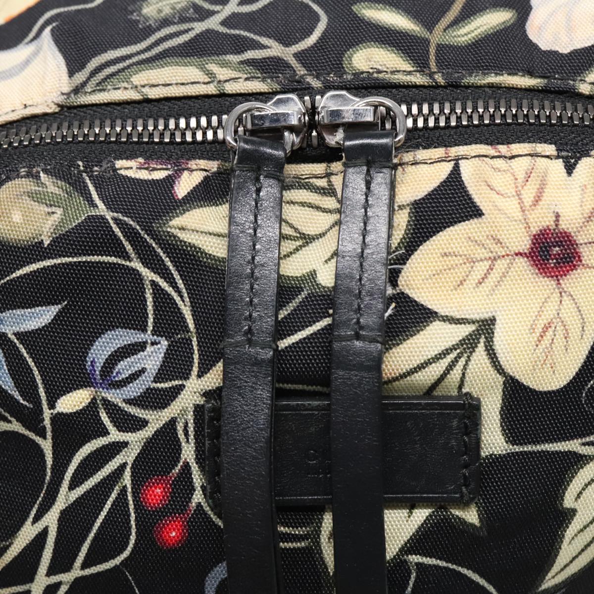 GUCCI Flora Backpack Canvas Black Silver 353476 Auth 90194