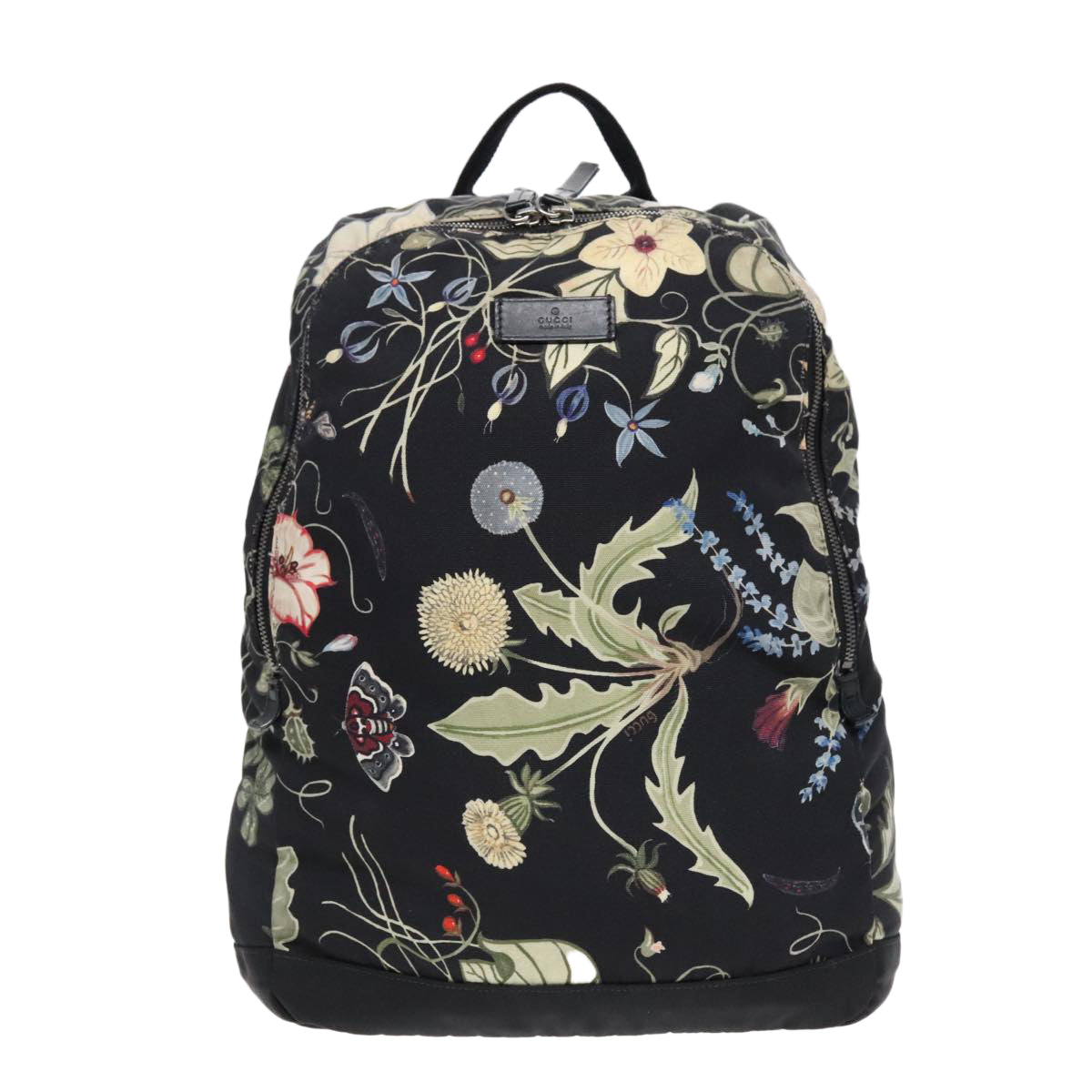 GUCCI Flora Backpack Canvas Black Silver 353476 Auth 90194