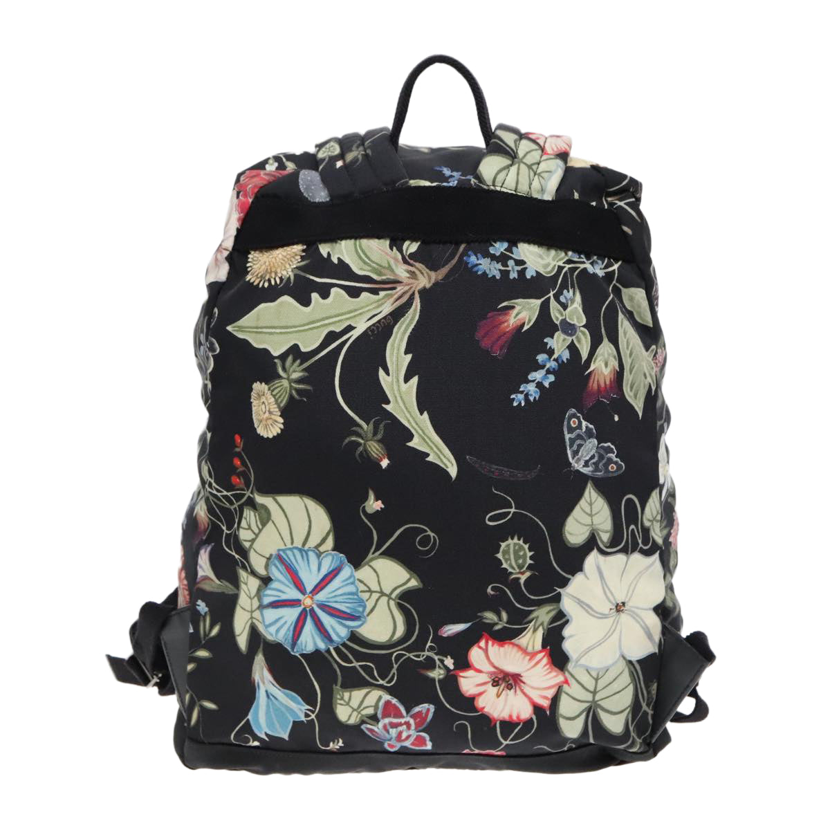 GUCCI Flora Backpack Canvas Black Silver 353476 Auth 90194