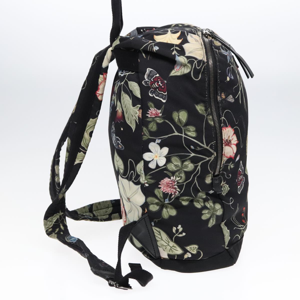 GUCCI Flora Backpack Canvas Black Silver 353476 Auth 90194