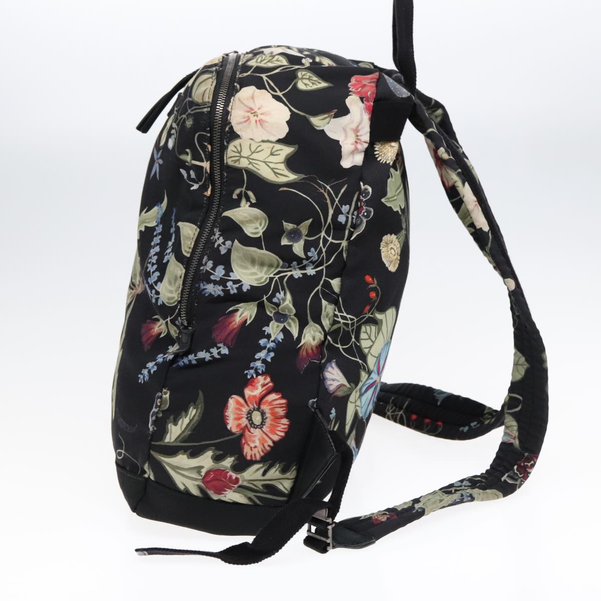 GUCCI Flora Backpack Canvas Black Silver 353476 Auth 90194