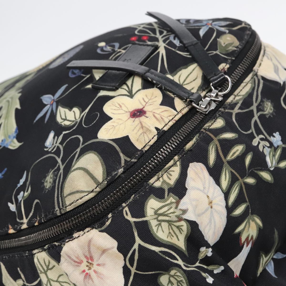 GUCCI Flora Backpack Canvas Black Silver 353476 Auth 90194