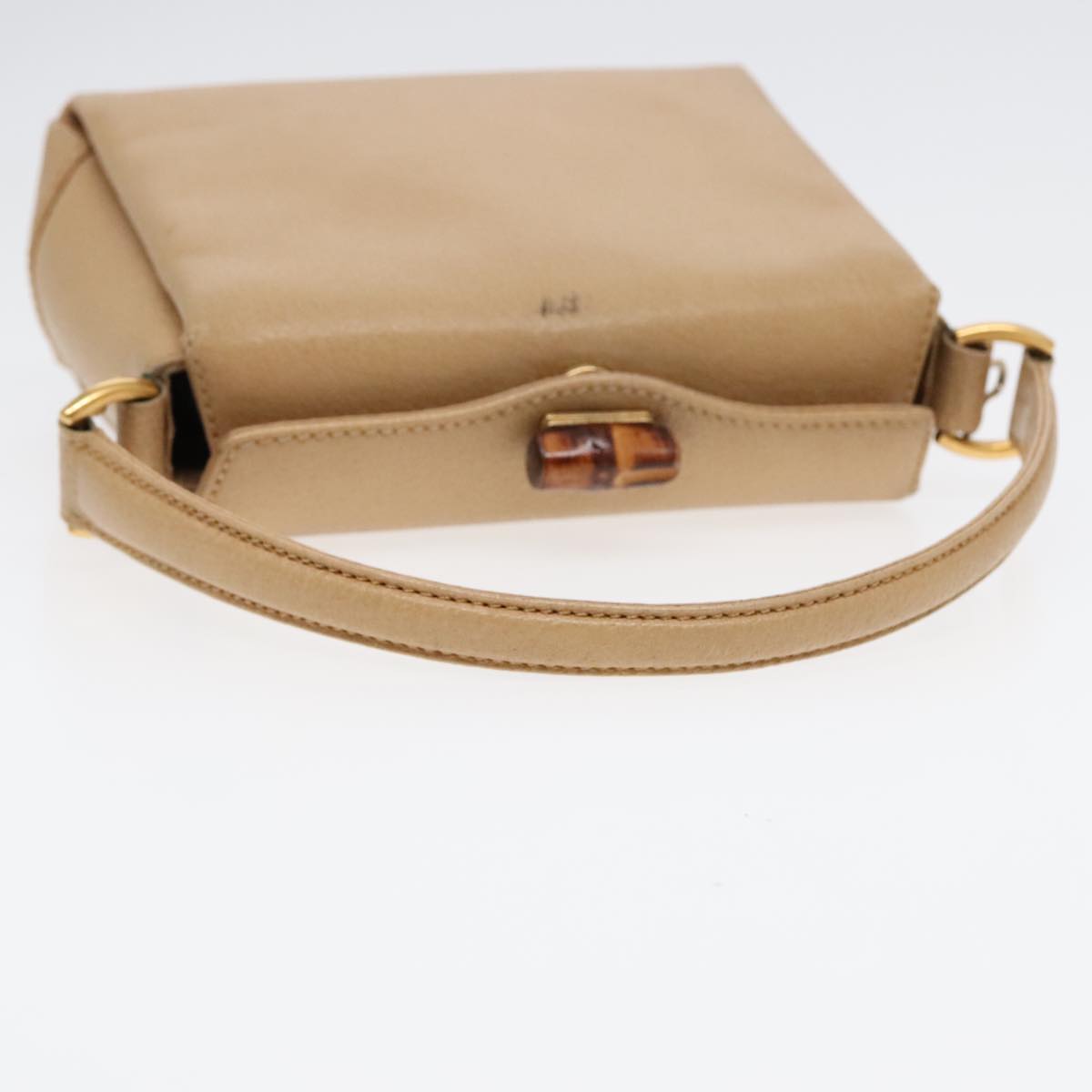 GUCCI Bamboo Hand Bag Leather 2way Beige Gold 000 33 0240 Auth 90195