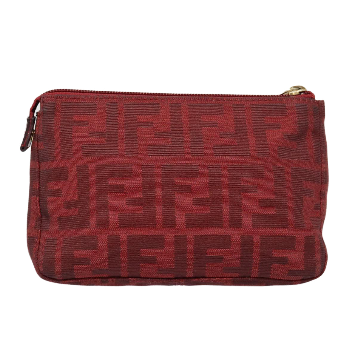 FENDI Zucca Canvas Pouch Red Gold Auth 90202