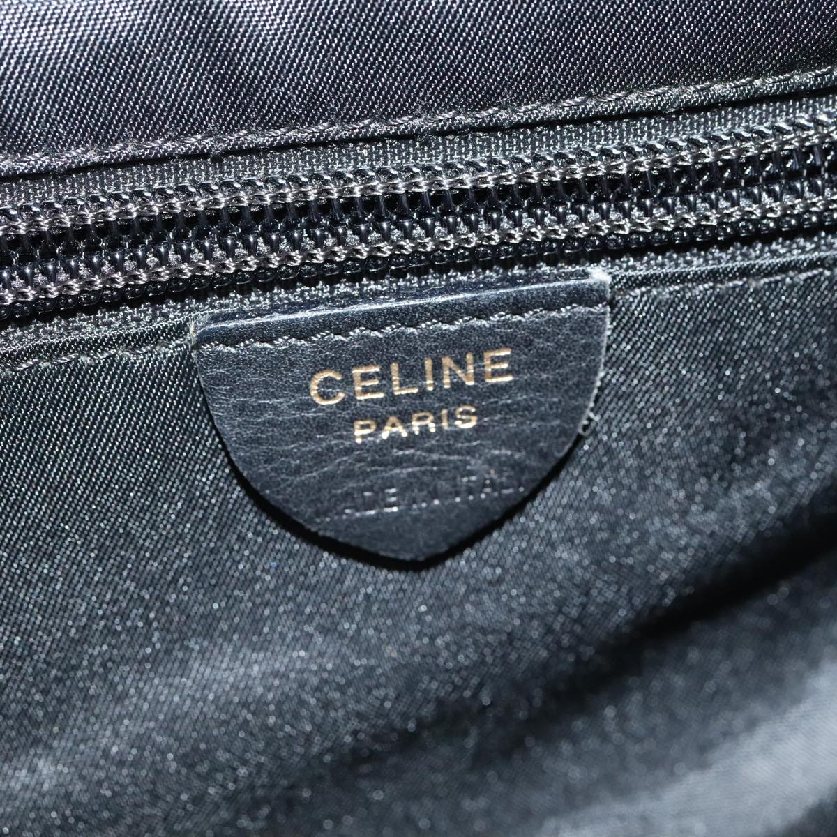 CELINE Hand Bag Nylon Black Gold Auth 90215