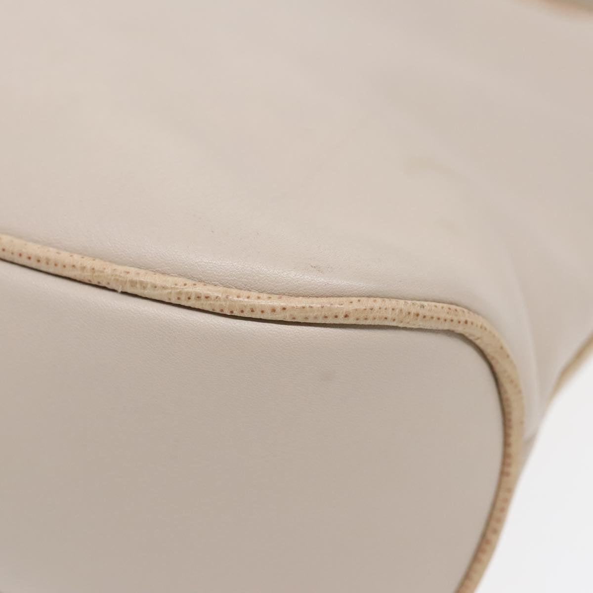 CELINE Horse Carriage Shoulder Bag Leather Beige Gold Auth 90216