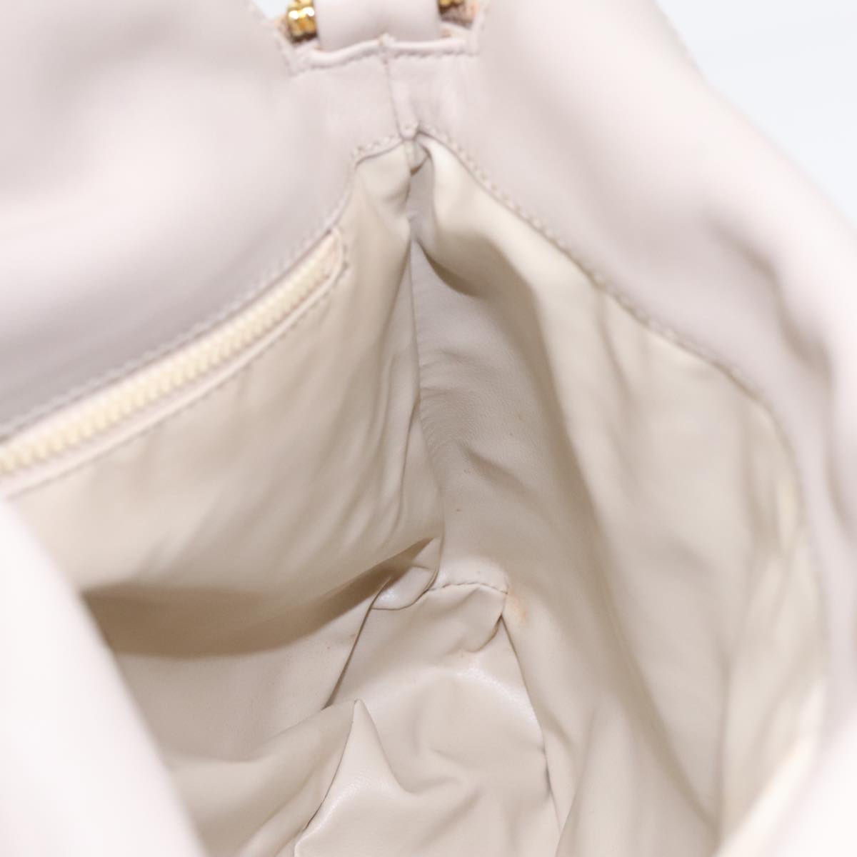 CELINE Horse Carriage Shoulder Bag Leather Beige Gold Auth 90216