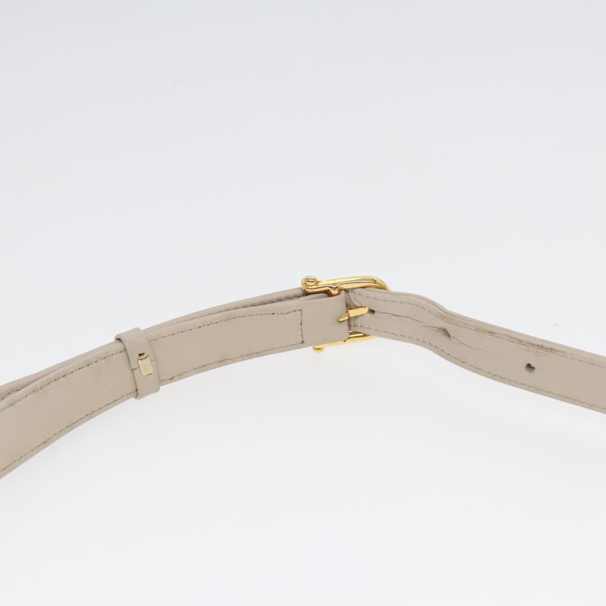 CELINE Horse Carriage Shoulder Bag Leather Beige Gold Auth 90216