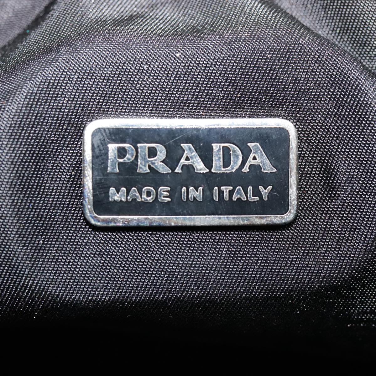 PRADA Hand Bag Nylon Black Silver Auth 90223