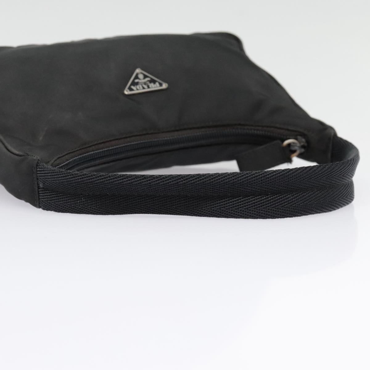 PRADA Hand Bag Nylon Black Silver Auth 90223