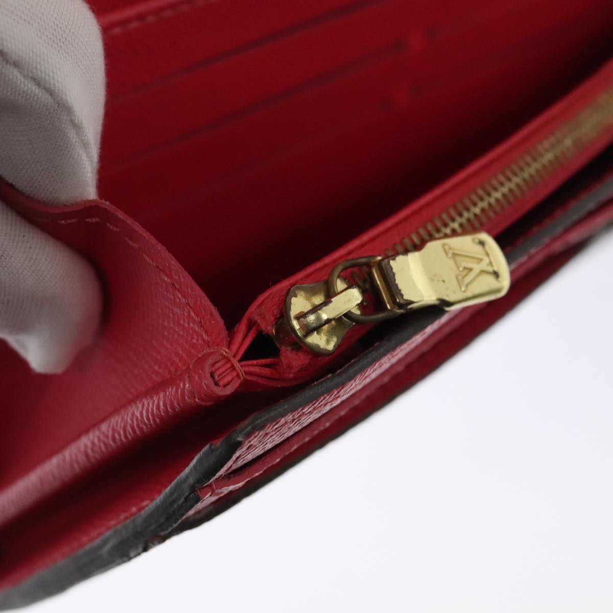 LOUIS VUITTON Epi Monogram La Mage Portefeiulle Sarah Red M60938 LV Auth 90252