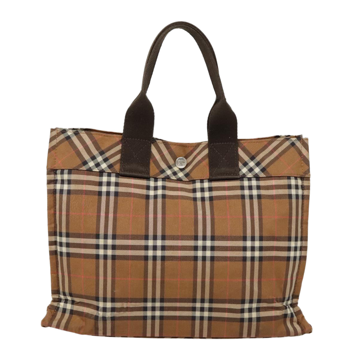 BURBERRY Nova Check Blue Label Tote Bag Nylon Brown Auth 90264